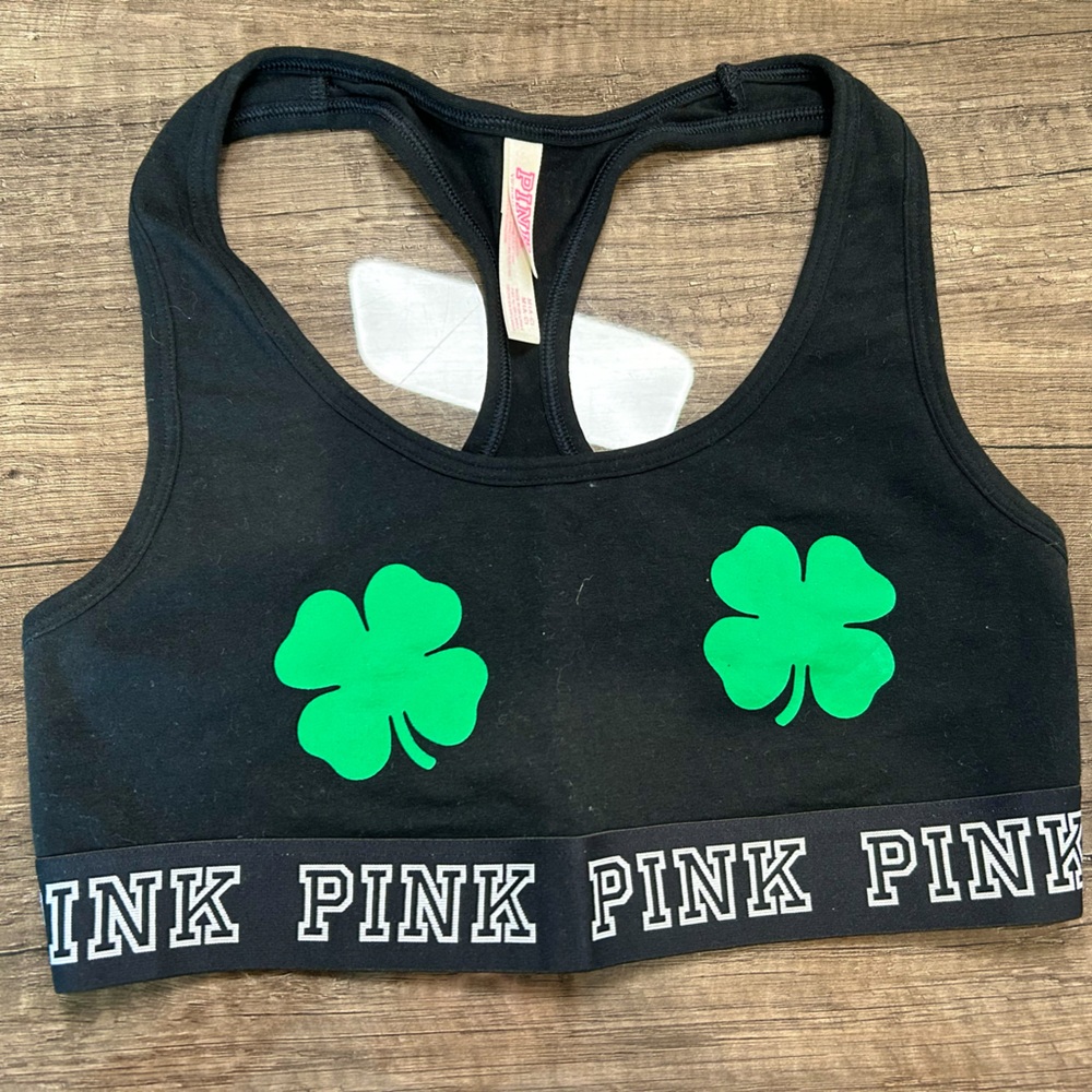 Vintage Pink Saint Patty’s Day Sports Bra